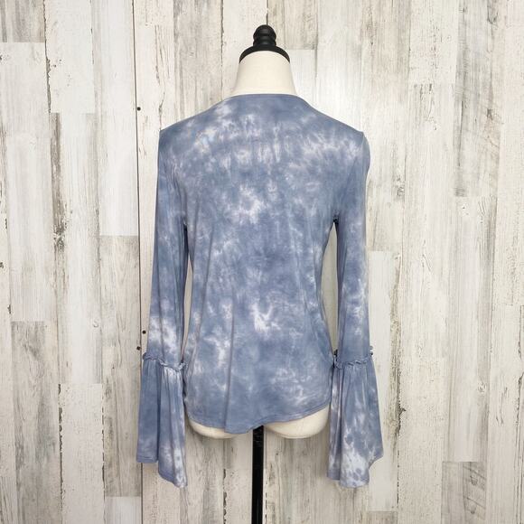 American Eagle Outfitters Soft & Sexy Tie Dye Bell Sleeve Top Blue Boho Size S - Picture 5 of 8
